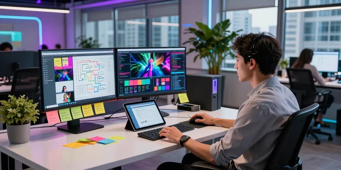 Transform any video into ai video prompts with advanced technology in a vibrant workspace