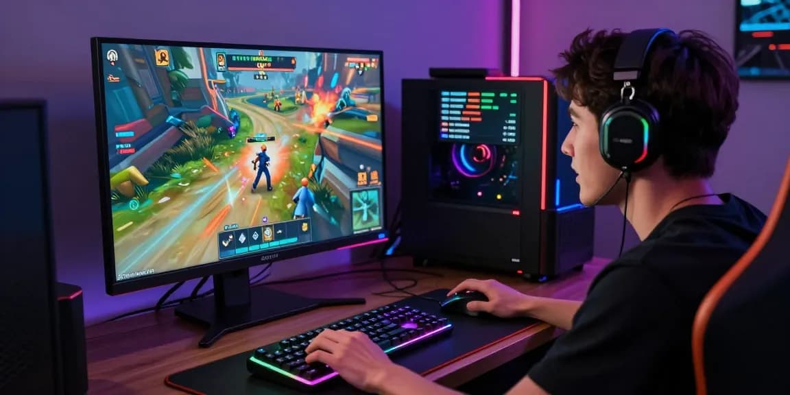 Exciting gaming atmosphere with pakde4d player immersed in Totomacau gameplay using a modern setup with glowing peripherals.