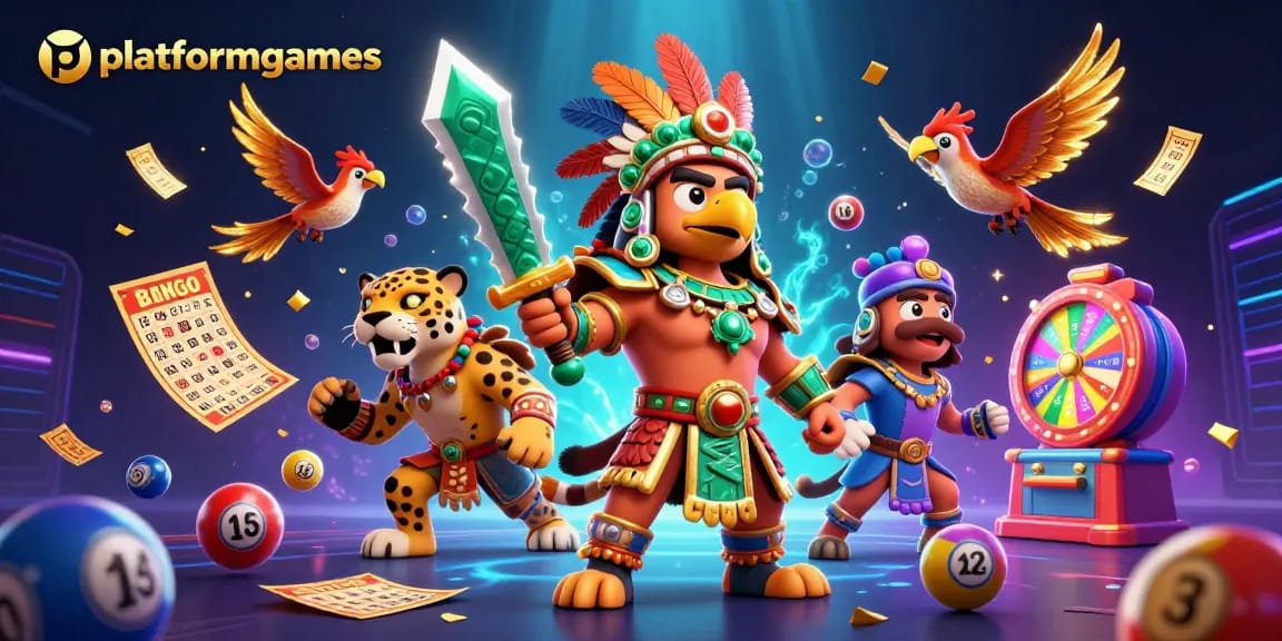 Experience excitement with platformgames in this vibrant casino-themed illustration.