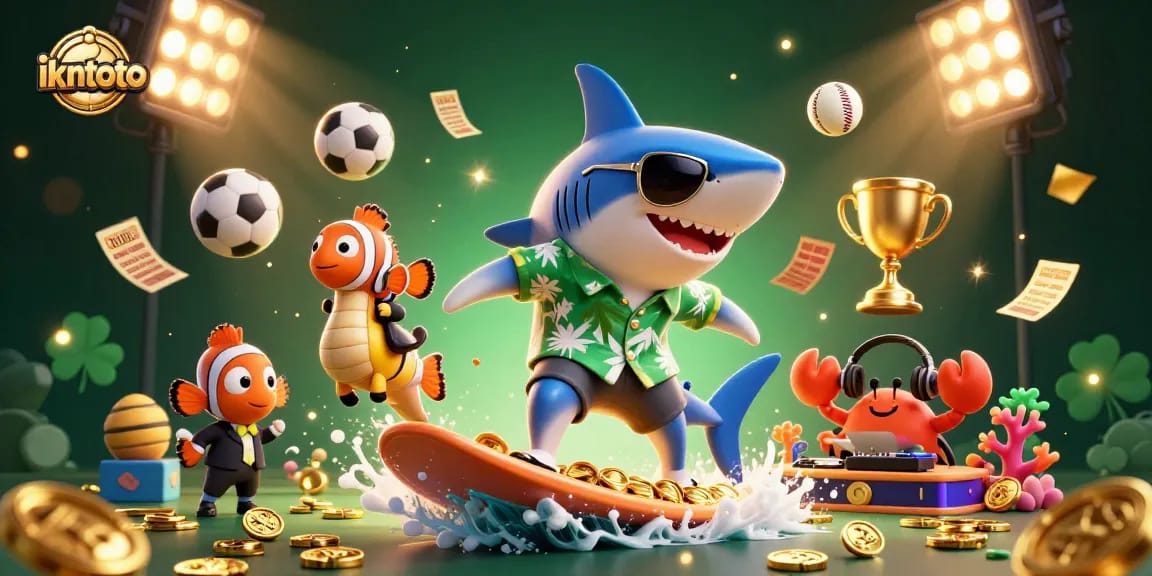 Experience ikntoto's vibrant casino world with a shark, clownfish, and crab DJ in action.