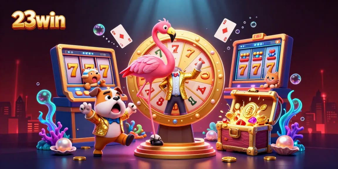 Join the excitement at 23win with vibrant characters and dynamic slot gaming elements!
