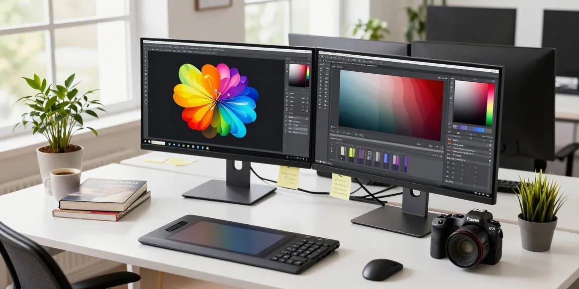 A professional using a screenshot tool 截图工具 in a modern office, showcasing efficient design workflows and creativity.