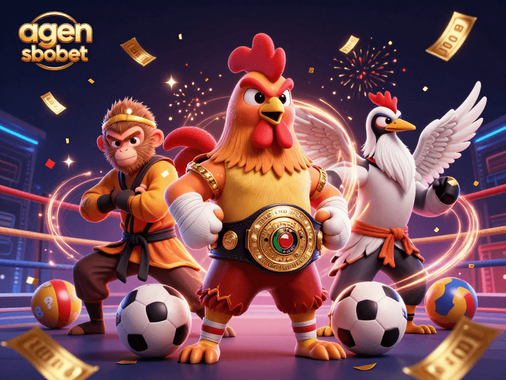 Experience thrilling action with agen sbobet in this vibrant, energetic sports betting scene featuring dynamic characters.