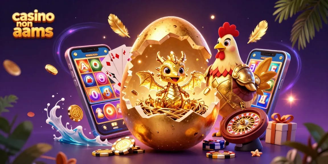 Giocando d'azzardo nei casinò non AAMS, un drago d'oro emerge da un uovo tra gettoni e app mobili.