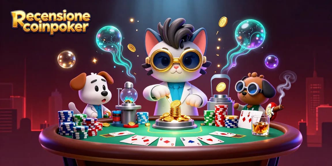 Giocare a poker su CoinPoker: Recensione CoinPoker con personaggi 3D e tavolo da gioco.