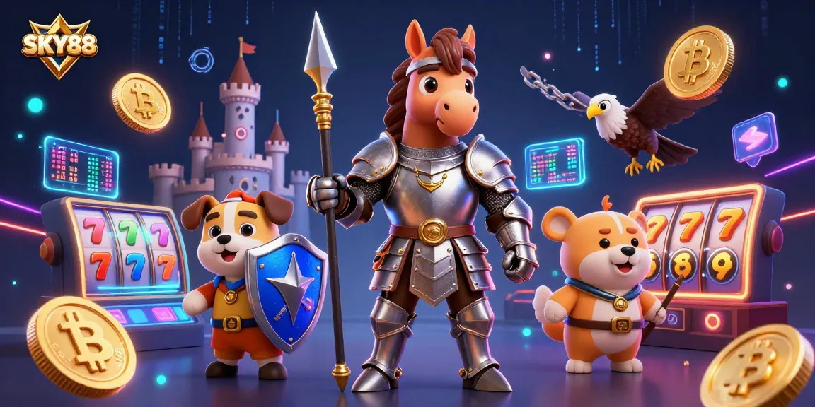 Experience thrilling slots at SKY88 with medieval characters and playful crypto elements.