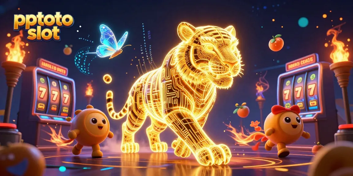 Mengakses pptoto slot dengan mudah melalui ilustrasi kasino yang penuh detail dan unsur animasi digital.