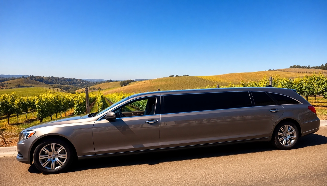 Enjoy a comfortable winery tour limousine amidst breathtaking vineyard landscapes.