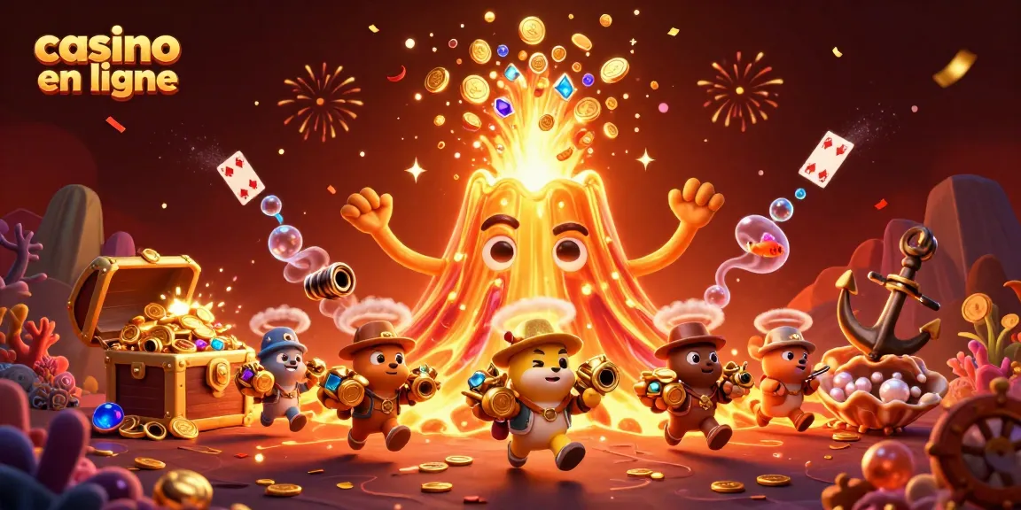 Ressentez l'excitation du casino en ligne avec une illustration colorée de la fortune et de l'aventure.