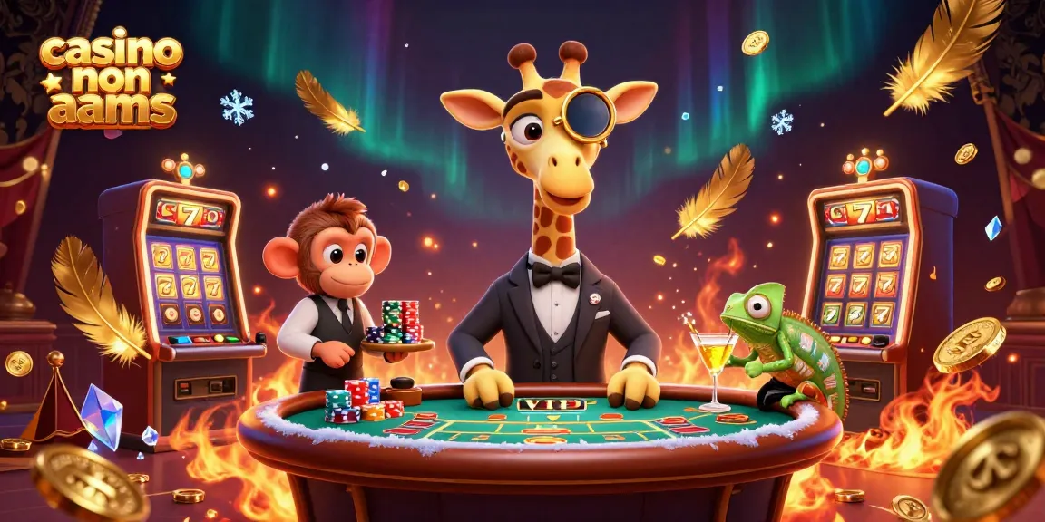 Vincere al casinò non AAMS con giraffe e strumenti di gioco in un ambiente lussuoso.
