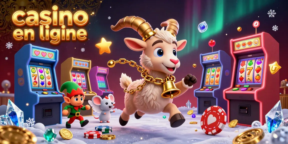 Animations de casino en ligne avec un Krampus festif et des gremlins joueurs dérobant des jetons.