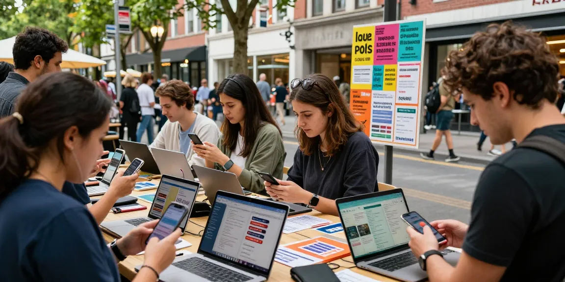 People engaging with bedpersonal in a colorful urban classifieds marketplace, showcasing vibrant community connections.