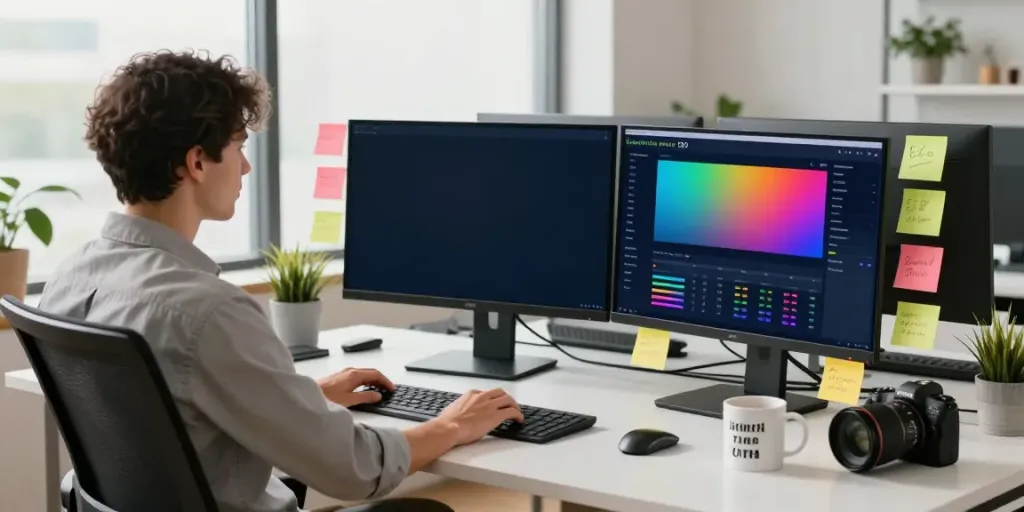 Strategist analyzing instant indexing metrics in a modern office setup.