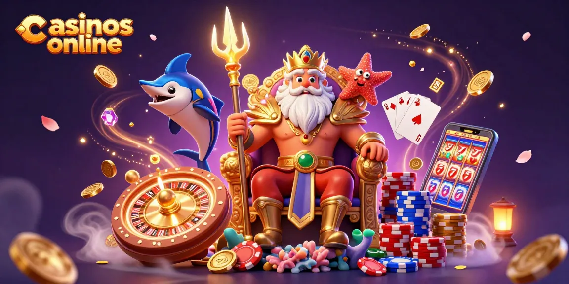 Juega en los mejores casinos online con una emocionante escena de tragamonedas y ruletas.