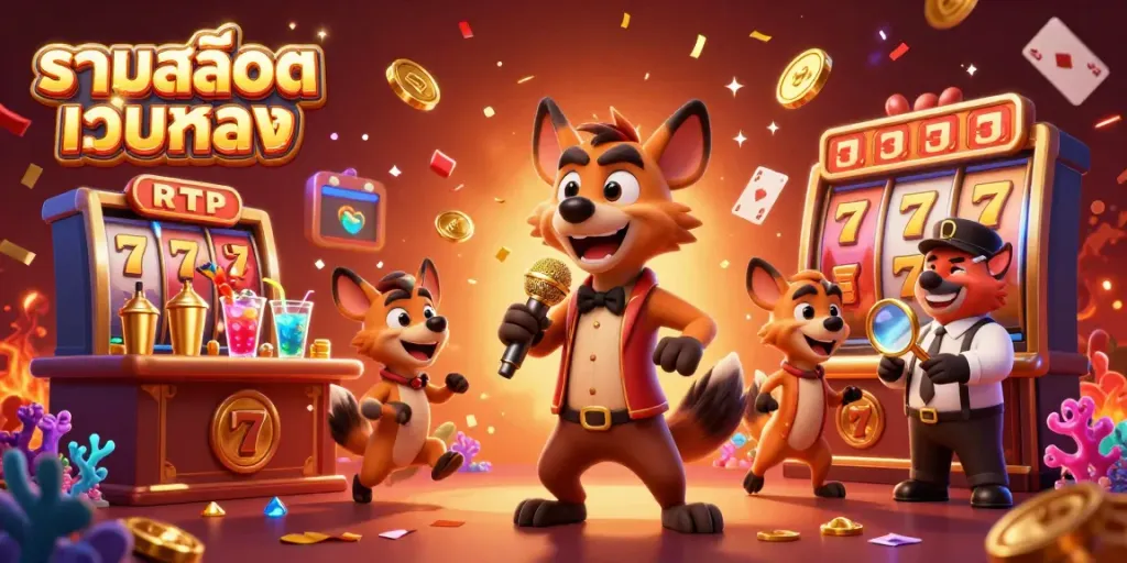 Discover vibrant slot games at รวมสล็อตเว็บตรง through a lively comedy scene featuring hyenas.