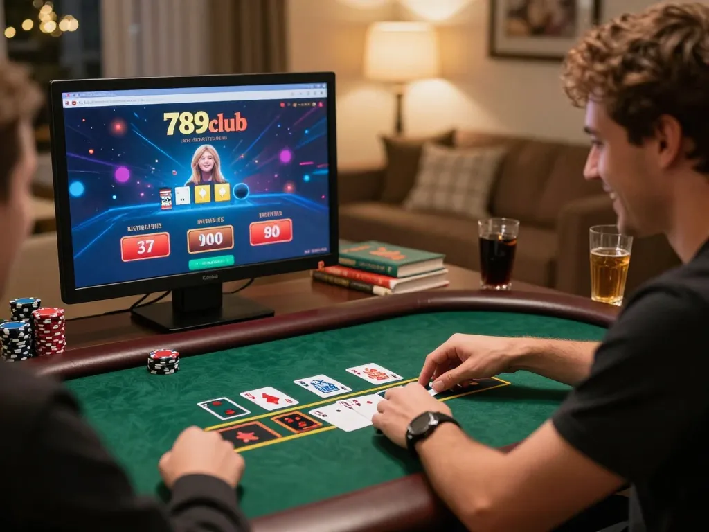 Players interacting with the 789club online casino game in a cozy home setting.