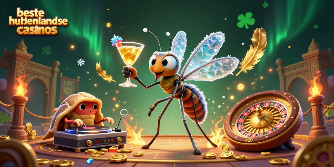 Experience the excitement at beste buitenlandse casinos featuring a unique casino mascot and vibrant gaming elements.