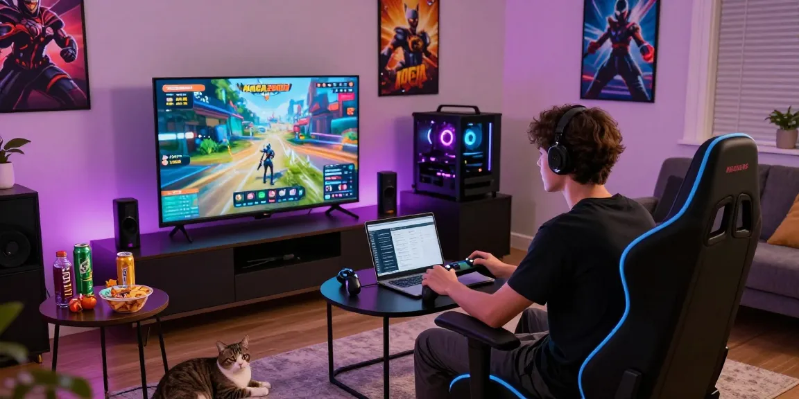 NAGA2000 gaming experience in a modern living room, showcasing vibrant graphics and an engaging atmosphere.