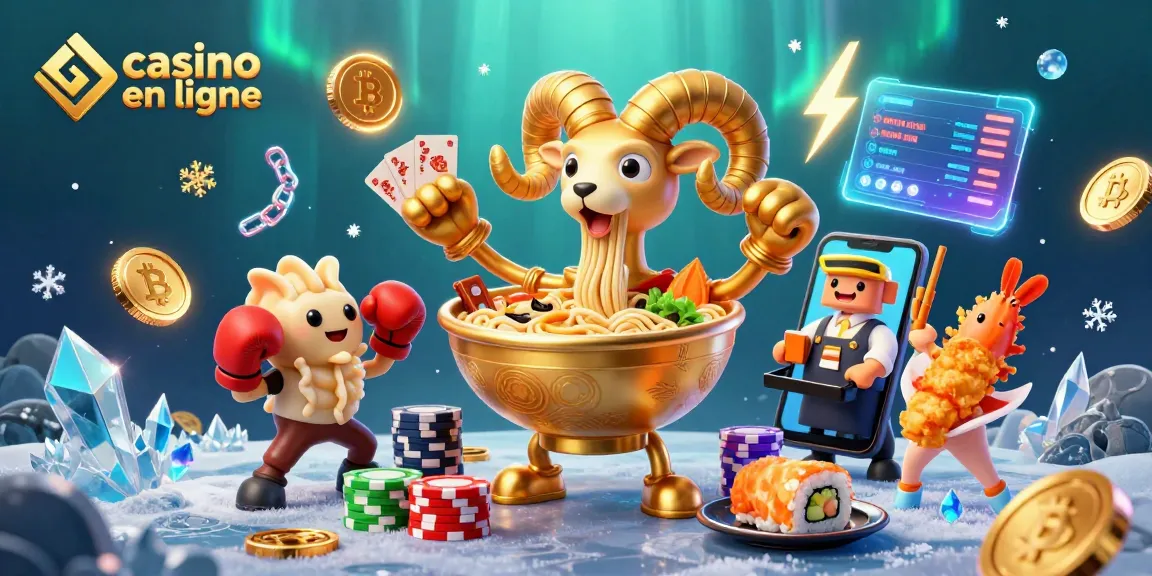 Plongez dans l'univers fascinant du casino en ligne avec cette illustration dynamique et colorée de personnages animés et d'éléments de jeu.