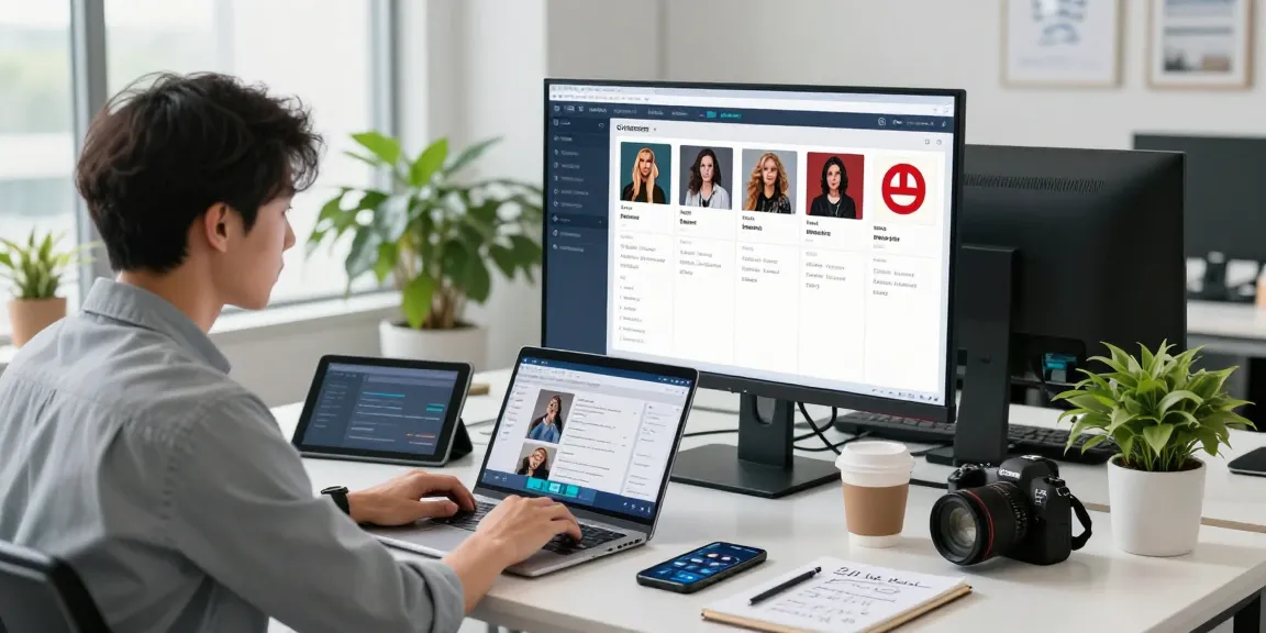 AI image detector interface and data analysis in modern workspace