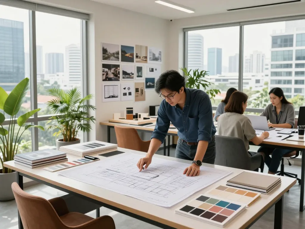 Architectural design studio in Bangkok emphasizing innovation and creativity at a leading design company.