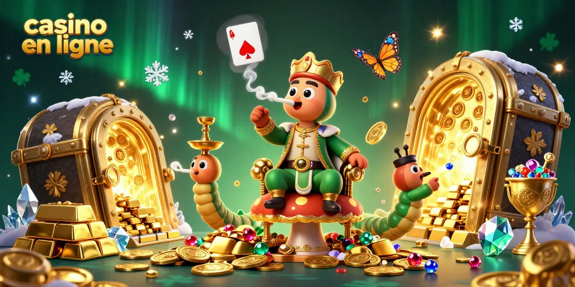 Jouez au casino en ligne avec des personnages de dessins animés au milieu d'une scène riche en trésors et en lumière.