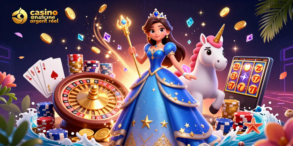 Découvrez l'excitation des casinos en ligne argent réel avec une scène glamour de symboles gagnants et de personnages.