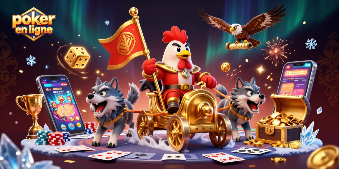 Gagnez au poker en ligne avec des personnages dynamiques autour d'une table animée.