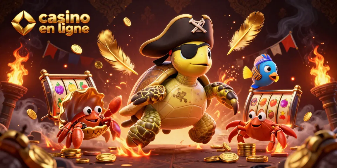 Profitez d'une aventure avec le casino en ligne aux côtés d'une tortue pirate et de ses amis sous-marins.