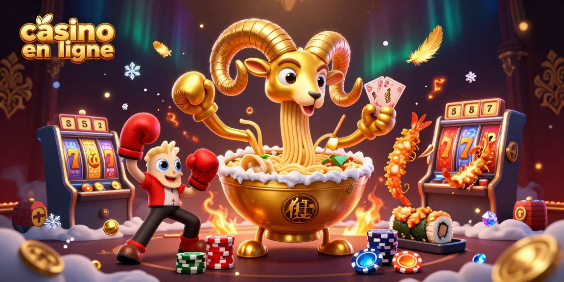 Jouer au casino en ligne avec un bol de ramen géant enseignant des stratégies de jeu en pleine action.