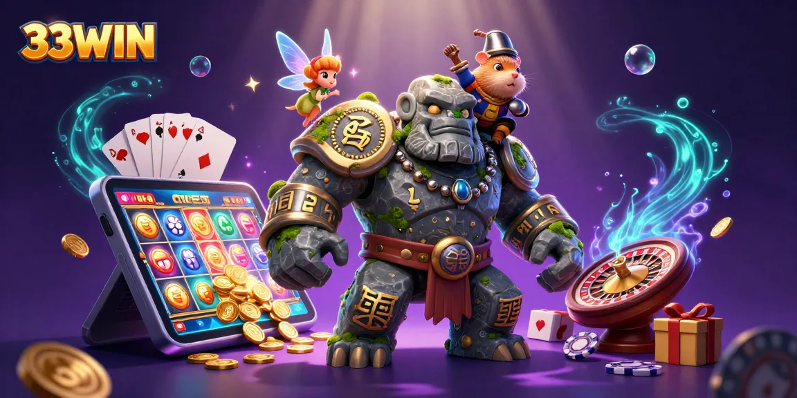 Engage in thrilling gameplay at 33WIN with vibrant slots, casino games, and enchanting creatures.
