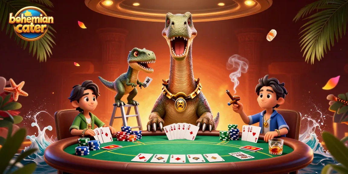 Experience the excitement of poker at bohemiancater with vibrant gaming elements and colorful characters.