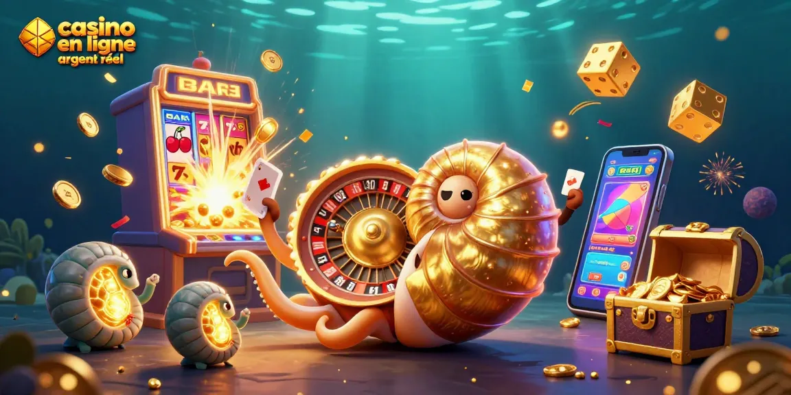 Jouer au casino en ligne argent réel avec une scène dynamique d'une illustration 3D colorée et attrayante.