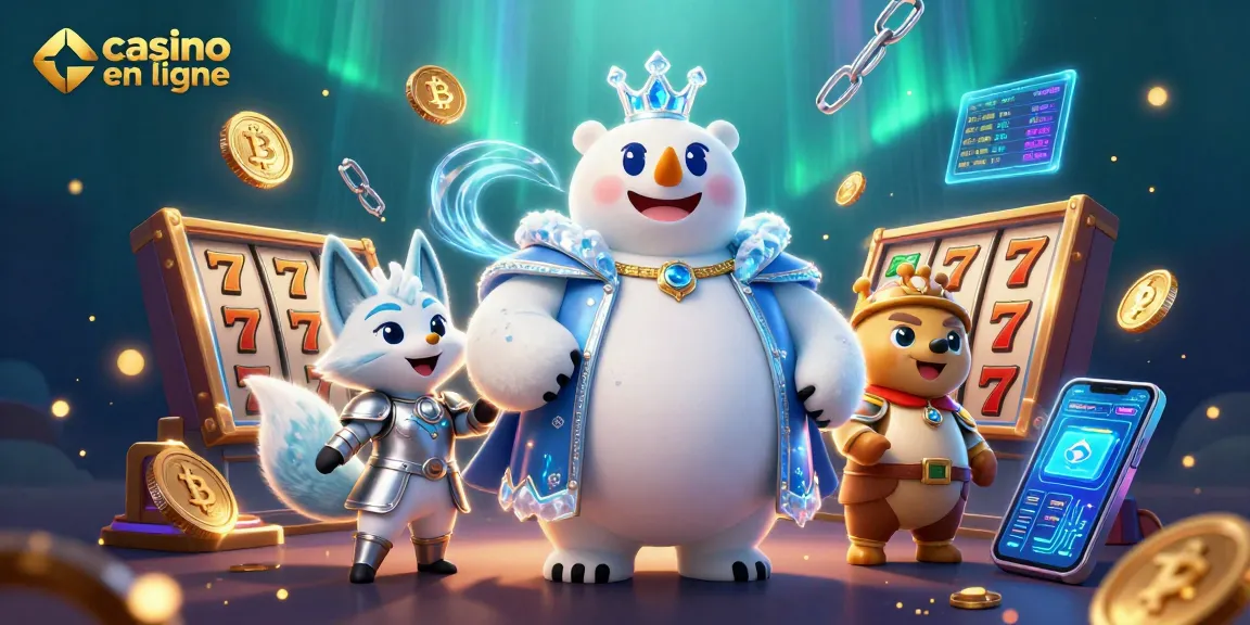 Jouer au casino en ligne avec l'ours polaire royal entouré d'éléments de jackpot.