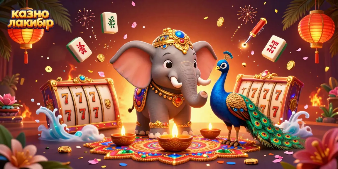 Play and win at казино лакибир with exciting slot reels, golden decorations, and vibrant festive themes.