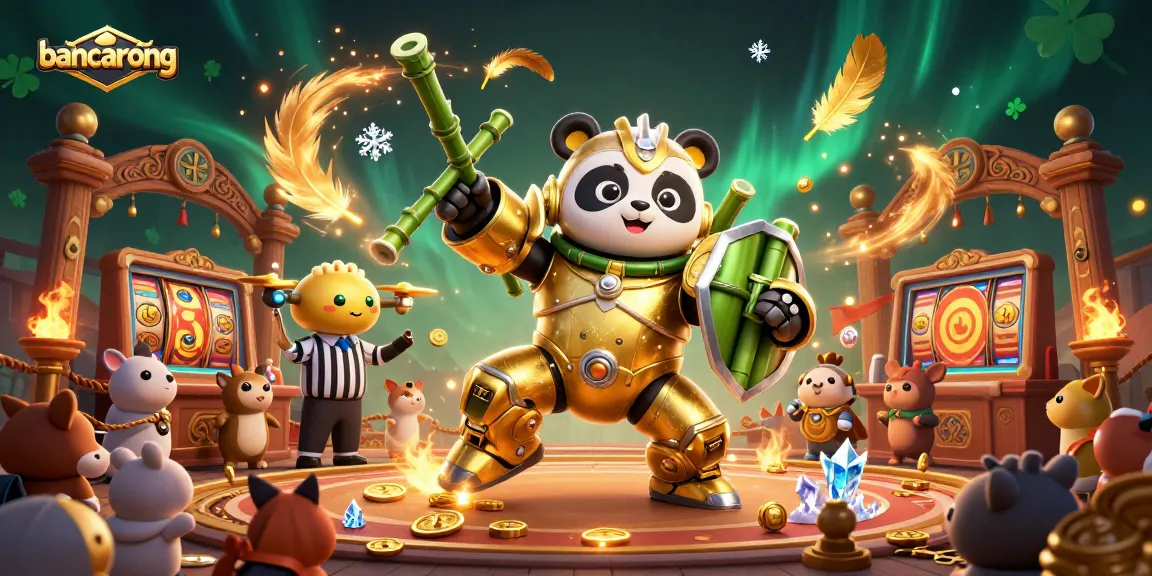 Engage in the bancarong arena featuring a golden panda in an action-packed casino scene.