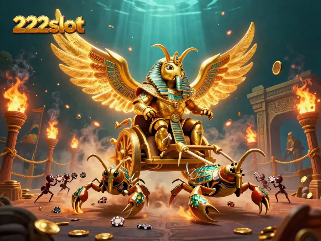 Menangkan jackpot di 222slot dengan gambaran kolosal erang emas bergaya pharaoh yang menawan.