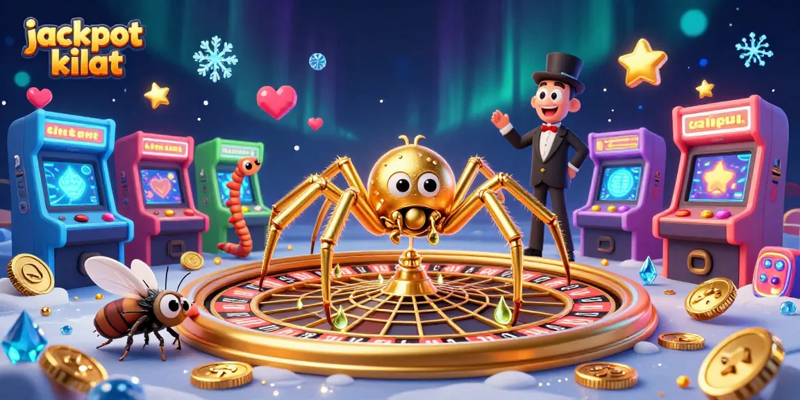 Experience the thrill of jackpot kilat with a vibrant roulette wheel and animated casino characters.