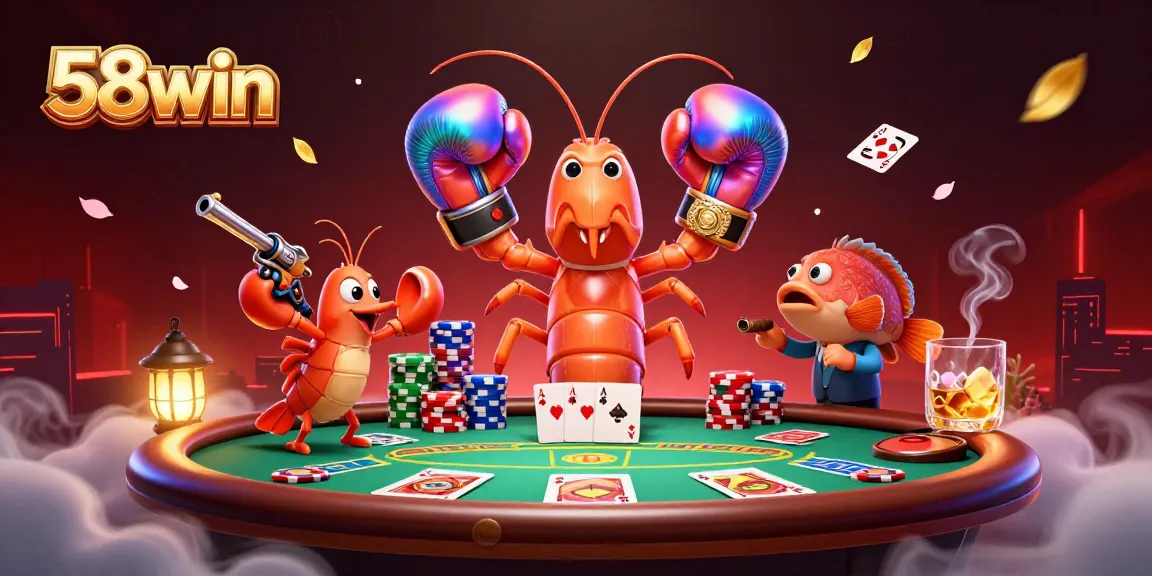 Engage in thrilling poker at 58win with vibrant characters and colorful casino elements.