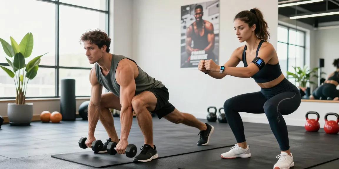 Driada Shop offers high-quality workout gear and supplements in a vibrant gym setting, showcasing fitness enthusiasts in action.