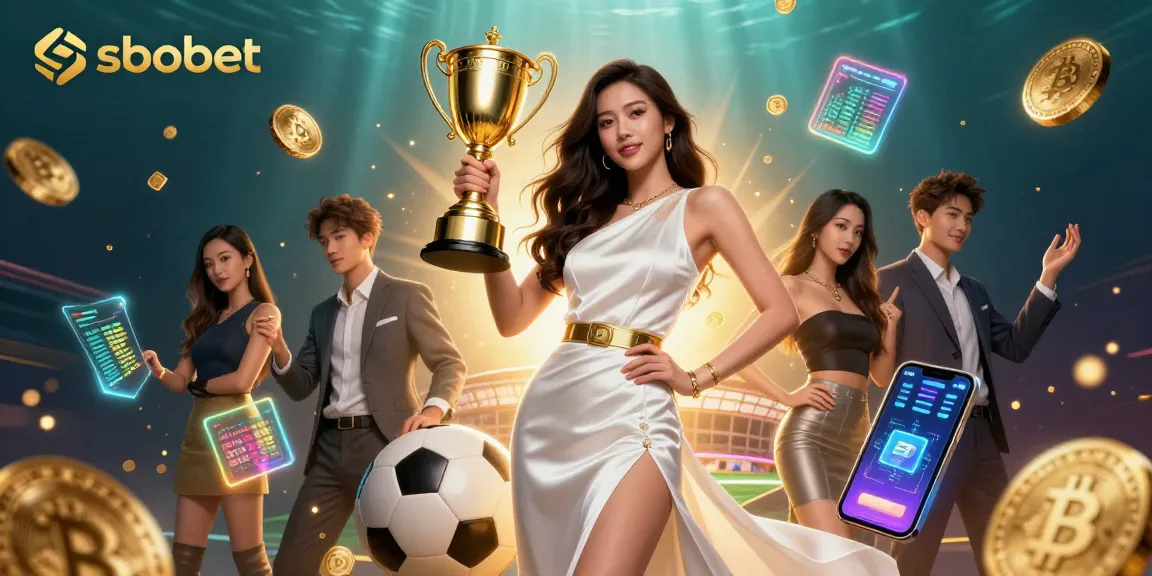 SBOBET sports betting scene showcasing a confident woman and vibrant elements symbolizing online gambling