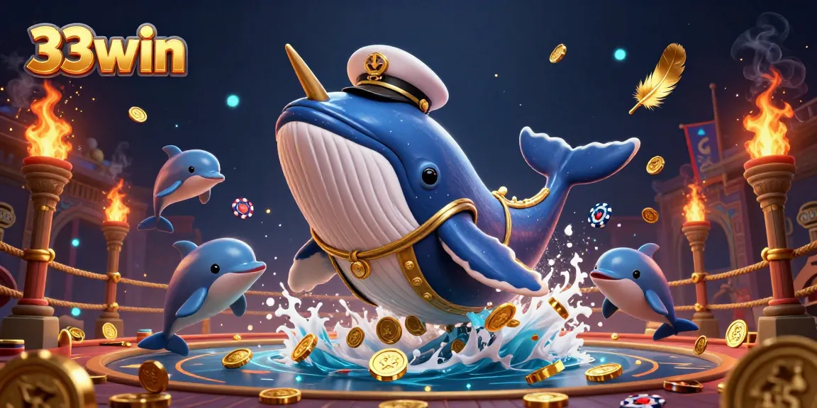 Experience thrilling wins at 33win with playful dolphins and a 3D whale among coins.