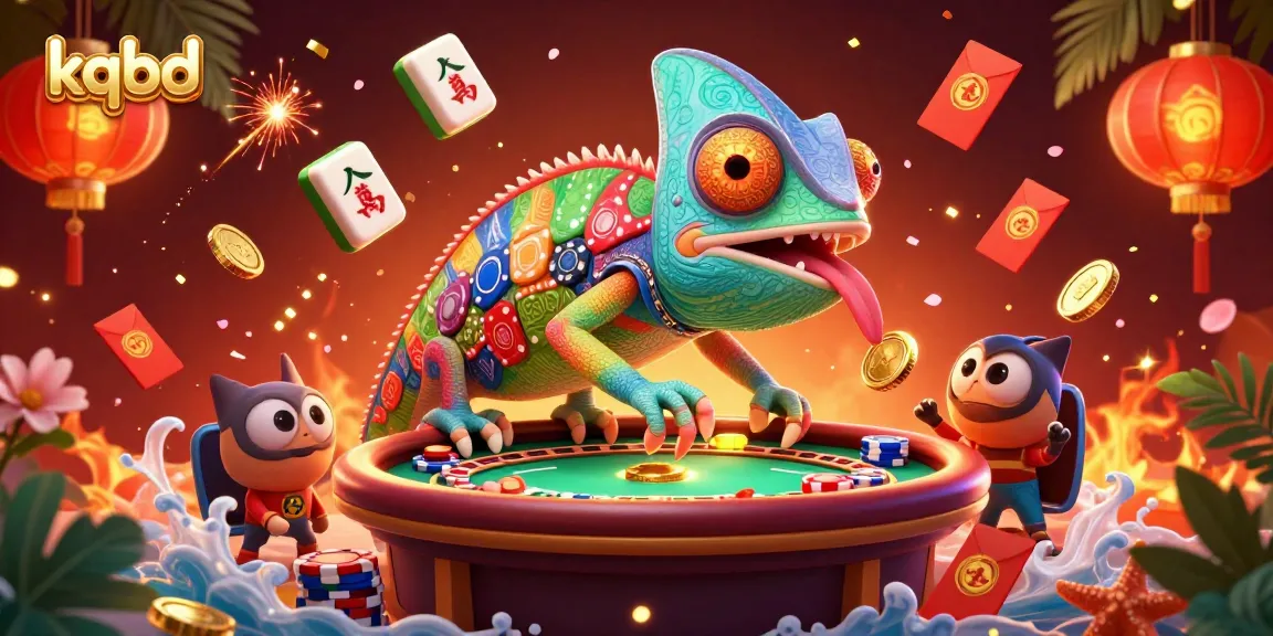 Experience thrilling kqbd sportsbook moments with vibrant gaming elements and chameleons in this rich illustration.