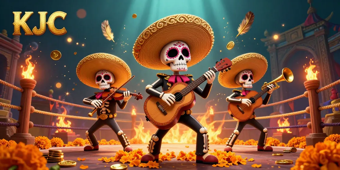 KJC highlights a dynamic mariachi band and gambling elements in a vibrant casino scene.