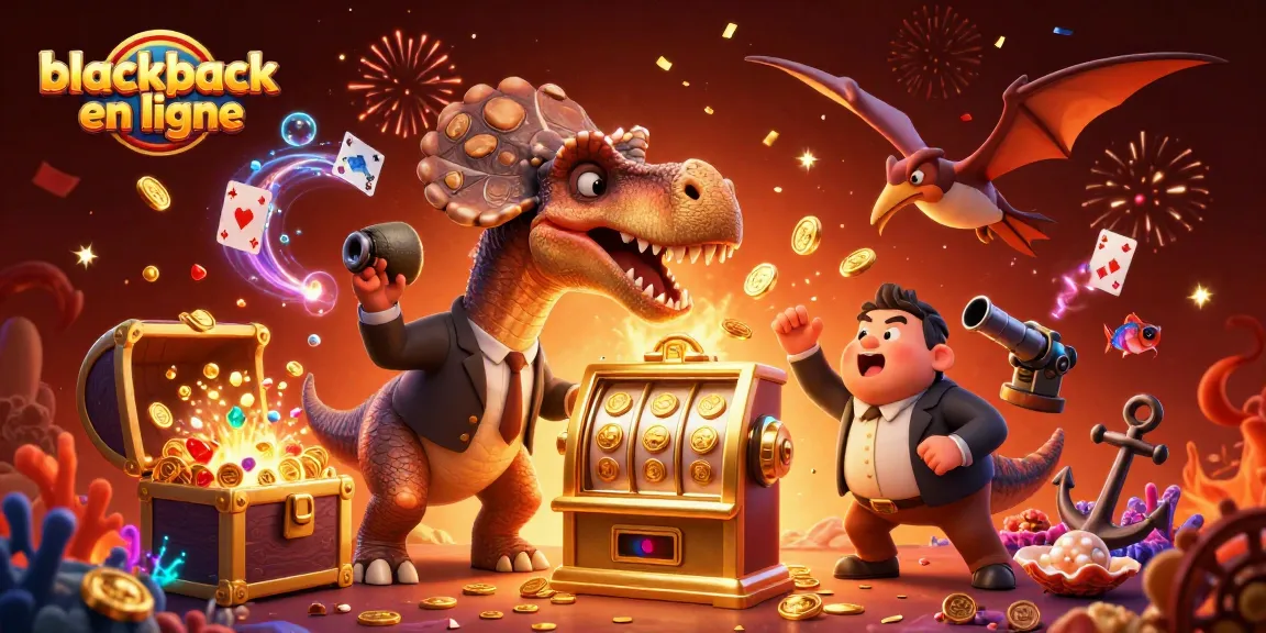 Jouez à blackjack en ligne et remportez des pièces d'or dans une scène de casino animée pleine de surprises.