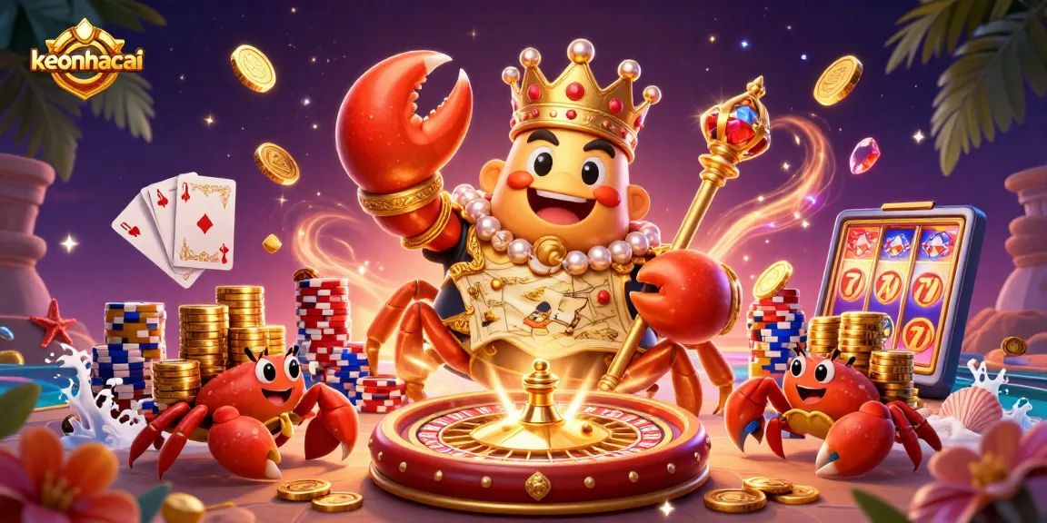 Experience the thrill of keonhacai through golden crab emperor and hermit crab servants in an exciting casino scene.