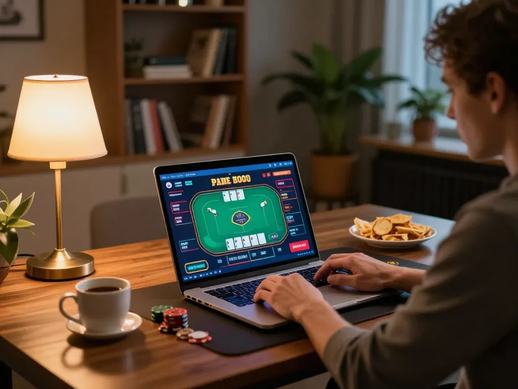 Engaging online poker gameplay at fly88 select with player in relaxed home setting