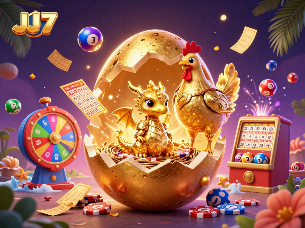 Win big at JJ77 while navigating a colorful lottery adventure with immersive casino elements.