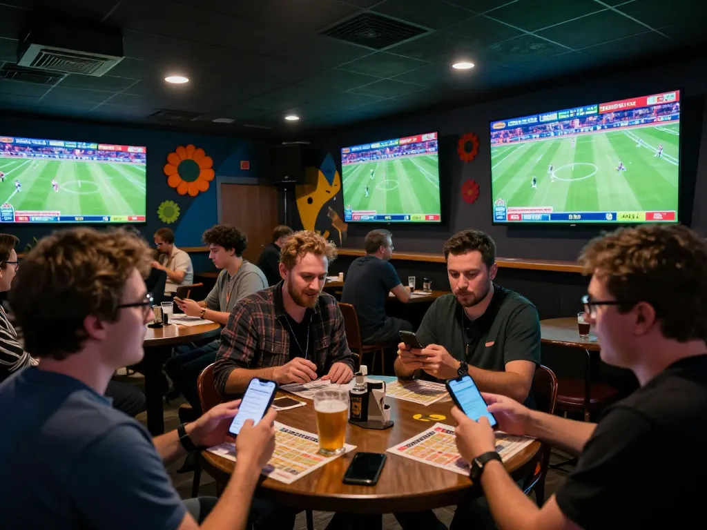 Engaging in Trực tiếp bóng đá socolive while cheering for live matches in a sports bar environment.
