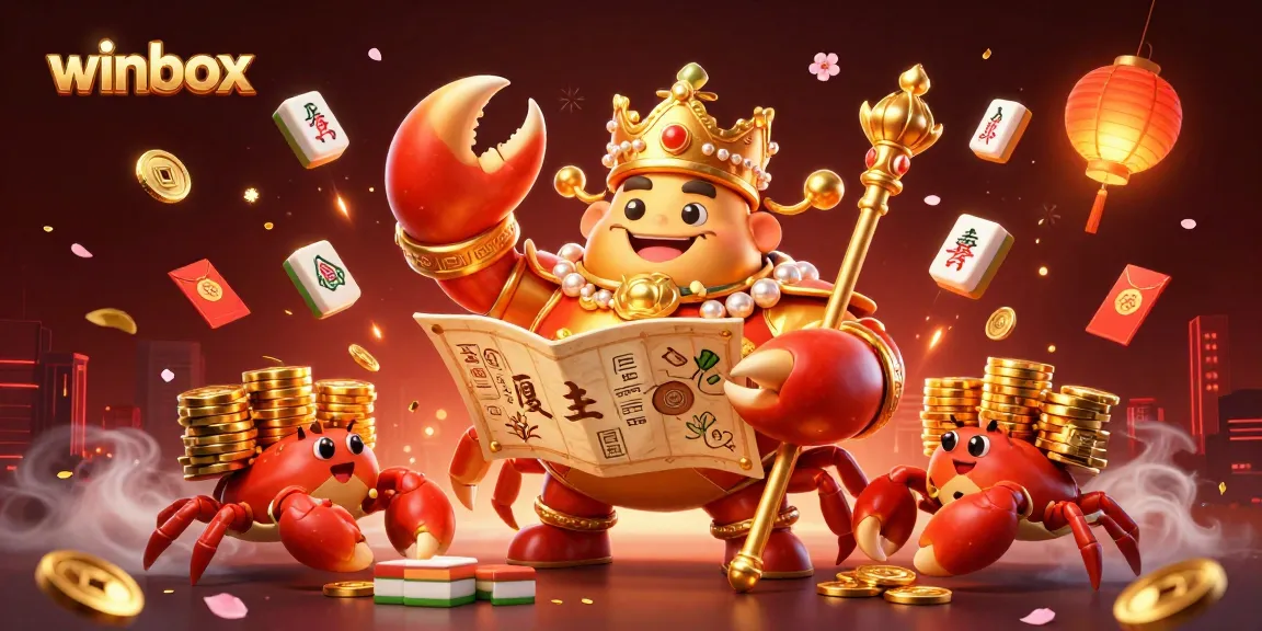 Engage with winbox's vibrant world, where a golden crab emperor rules a treasure-filled casino.